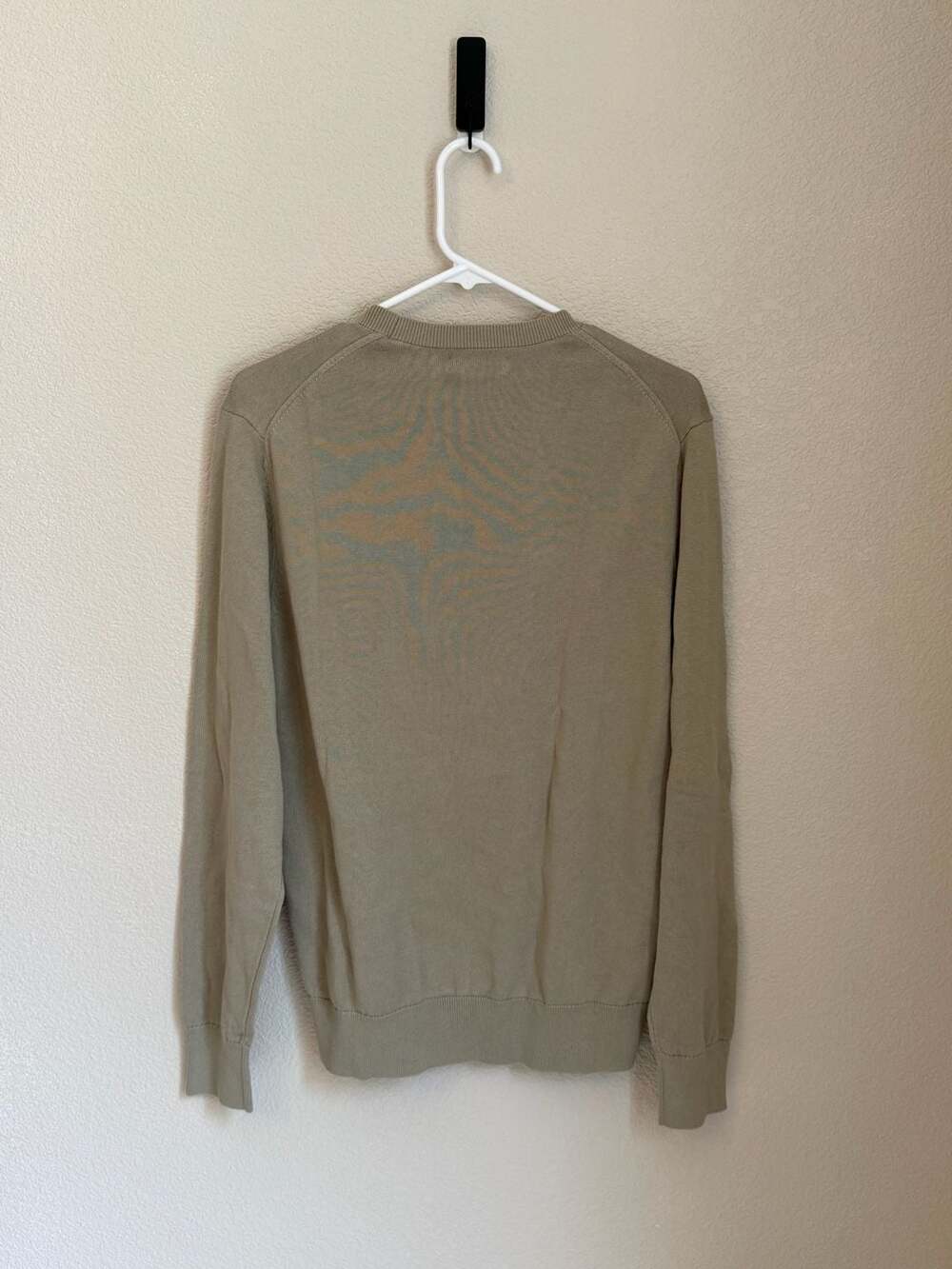 Calvin Klein Smooth Cotton Sweater with Large CK Logo Beige Small - Picture 4 of 4
